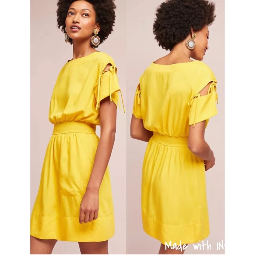 Anthropologie Yellow Ivetta Tie Sleeve Dress - Picture 1 of 8